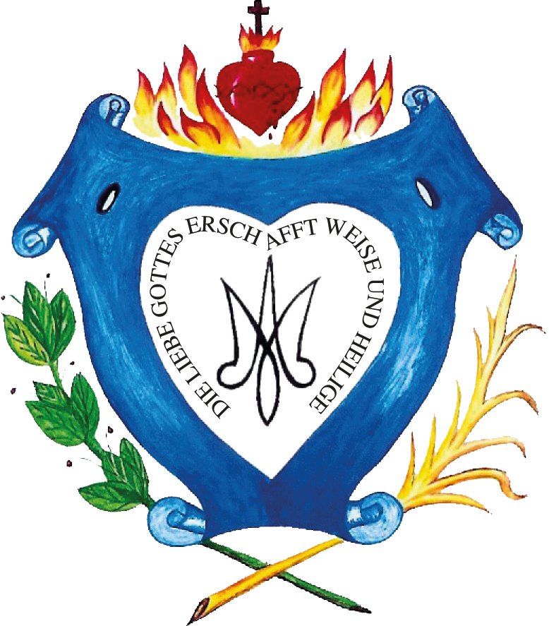 Wappen der Schwestern von der Liebe Gottes mit dem Leitwort „Die Liebe Gottes erschafft Weise und Heilige“